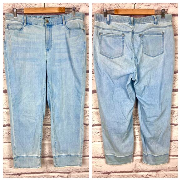 J. JILL DENIM Women's 16T Tall Blue Authentic Fit Crop Light Wash Raw Hem Jeans - Picture 10 of 10